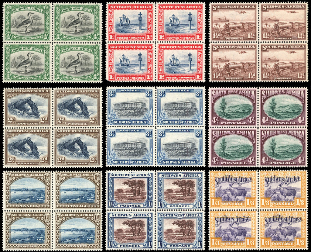 South West Africa SG 74/85, 96 Mint 1931 Postage set of 12 and 1937 1½d Mail Train