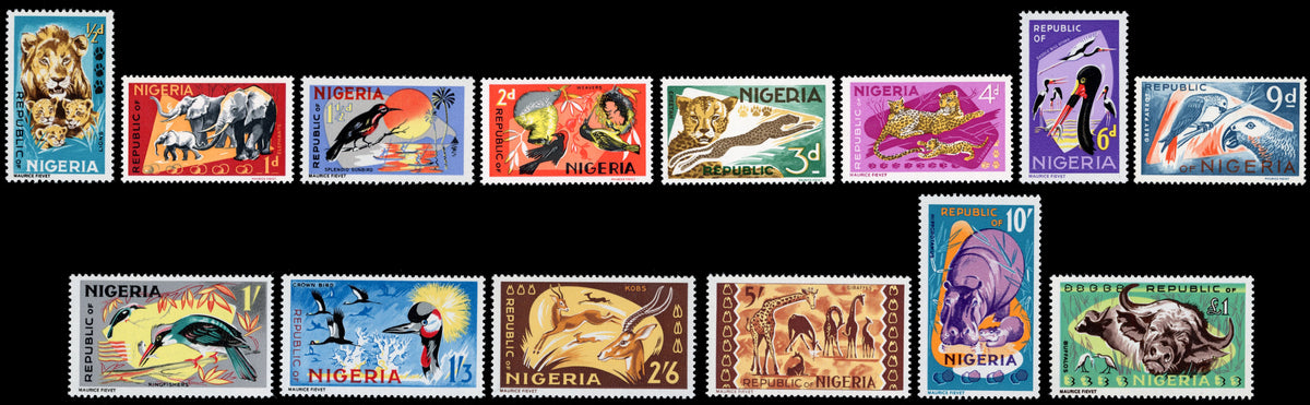 Nigeria SG 172/185 Unmounted Mint 1965-66 Wildlife set of 14