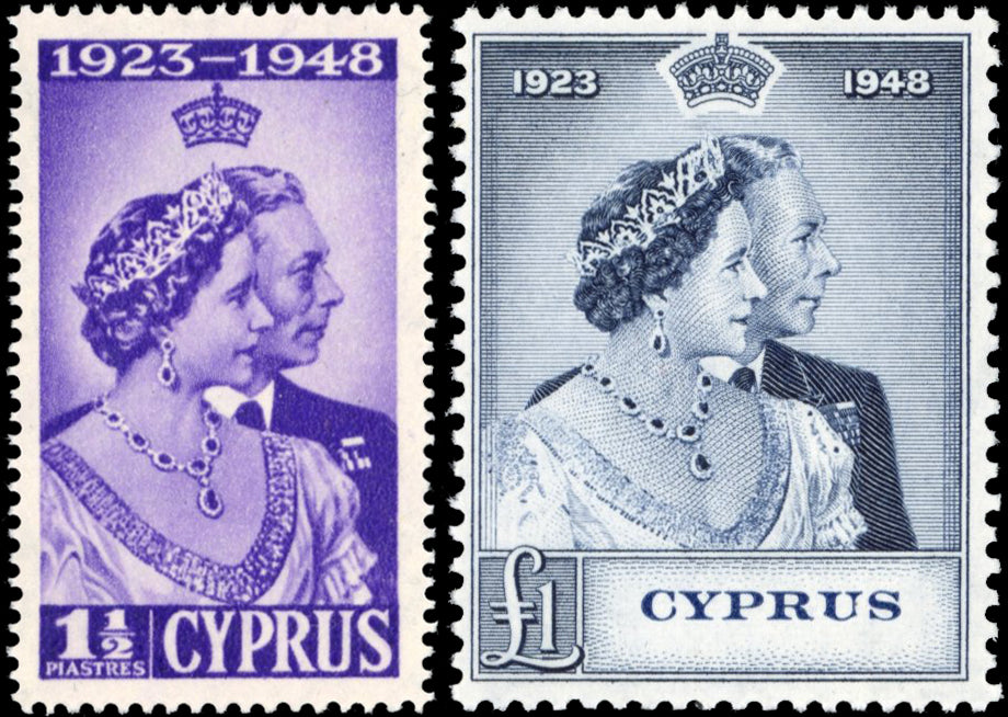 Cyprus SG 164/165 Unmounted Mint 1948 Royal Silver Wedding pair