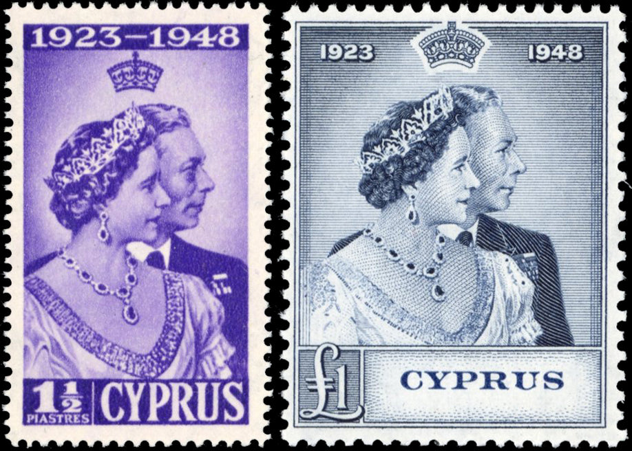 Cyprus SG 164/165 Unmounted Mint 1948 Royal Silver Wedding pair