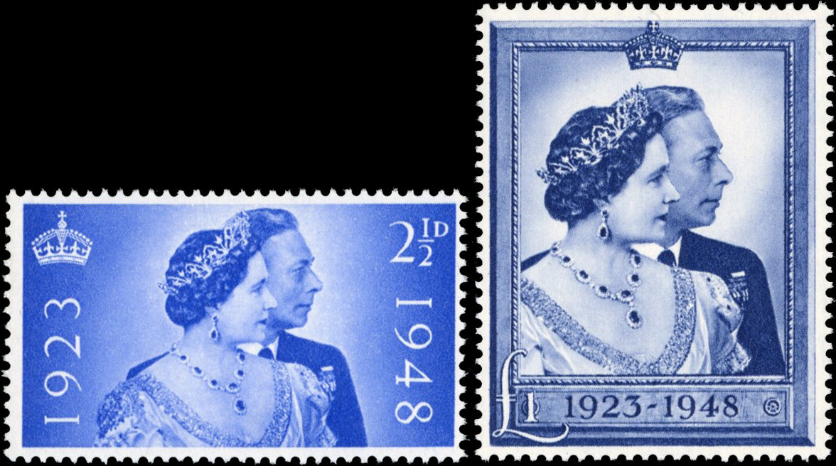 Great Britain SG 493/494 Unmounted Mint 1948 Royal Silver Wedding 2½d and £1