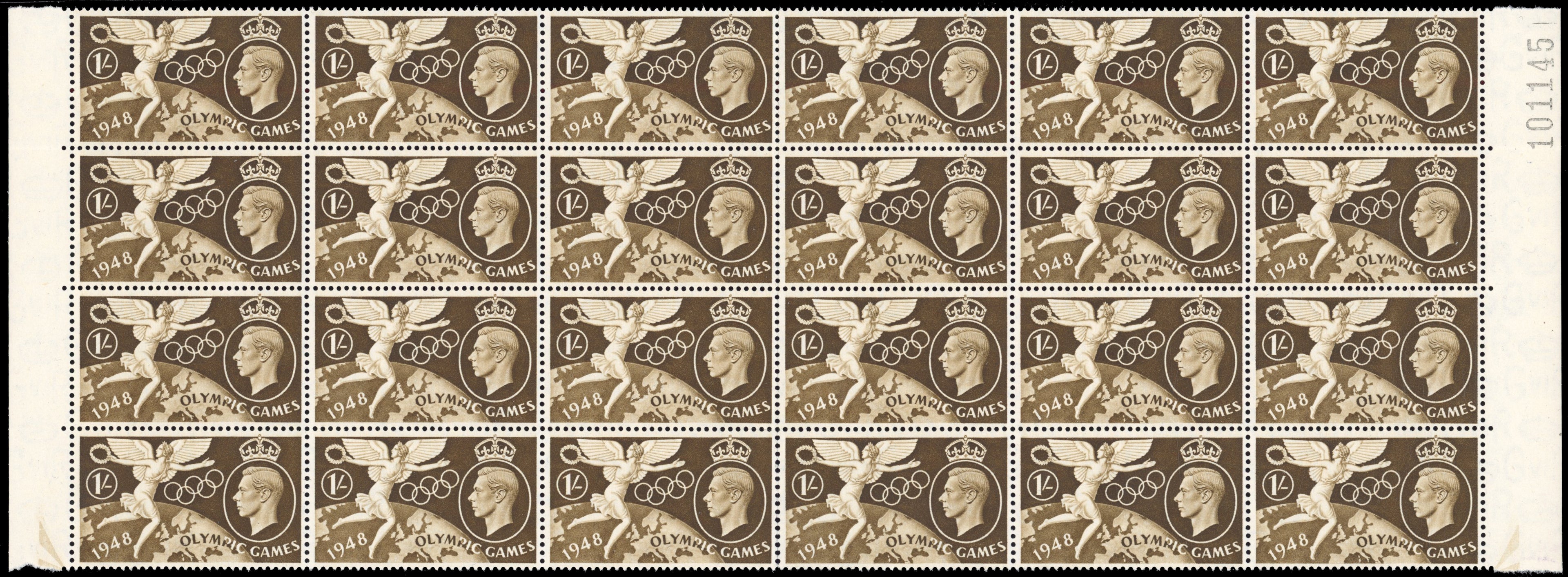 Great Britain SG 498 Unmounted Mint 1948 Olympic Games 1s brown variety White blob on Land's End and White spot below 9