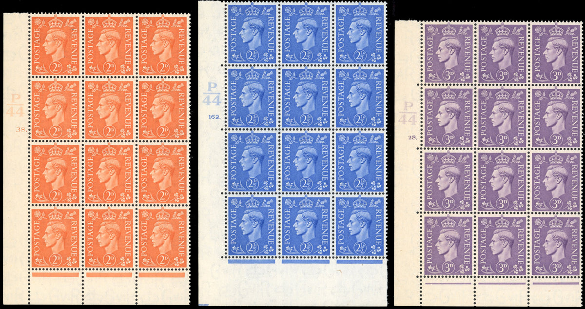 Great Britain SG 485/490 Unmounted Mint 1941-42 pale colours set of 6 control P44 cylinder blocks