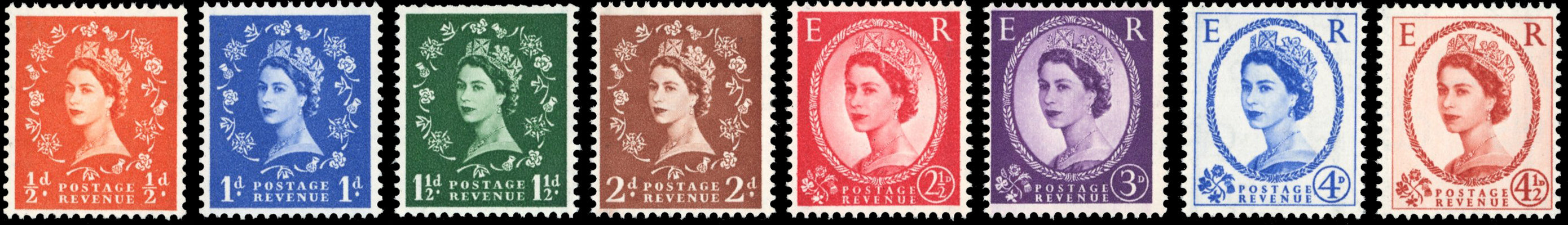 Great Britain SG 587/594 Unmounted Mint 1958-61 graphite lines set of 8 watermark multiple crowns