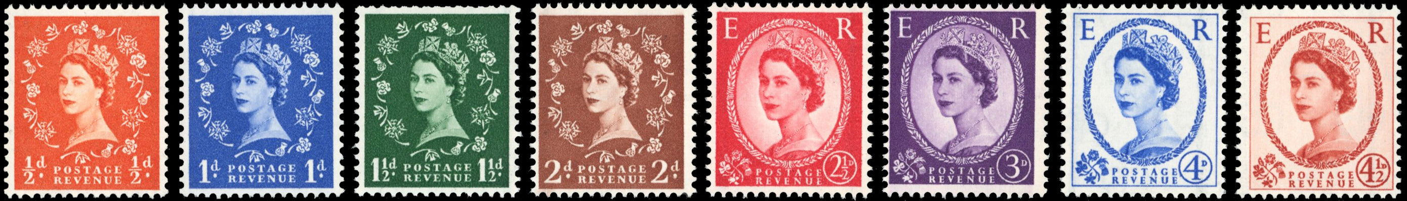 Great Britain SG 587/594 Unmounted Mint 1958-61 graphite lines set of 8 watermark multiple crowns