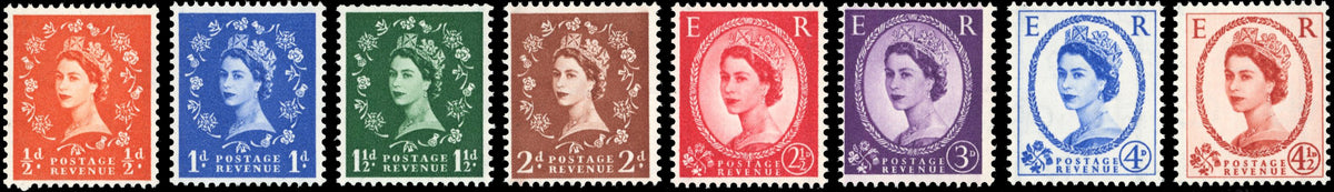 Great Britain SG 587/594 Unmounted Mint 1958-61 graphite lines set of 8 watermark multiple crowns