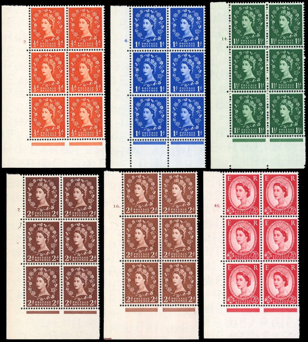 Great Britain SG 540/556 Unmounted Mint 1955-58 set of 18 cylinders blocks watermark St Edward's Crown