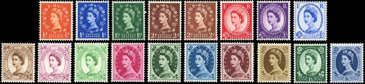 Great Britain SG 540/556 Unmounted Mint 1955-58 set of 18 watermark St Edward's Crown