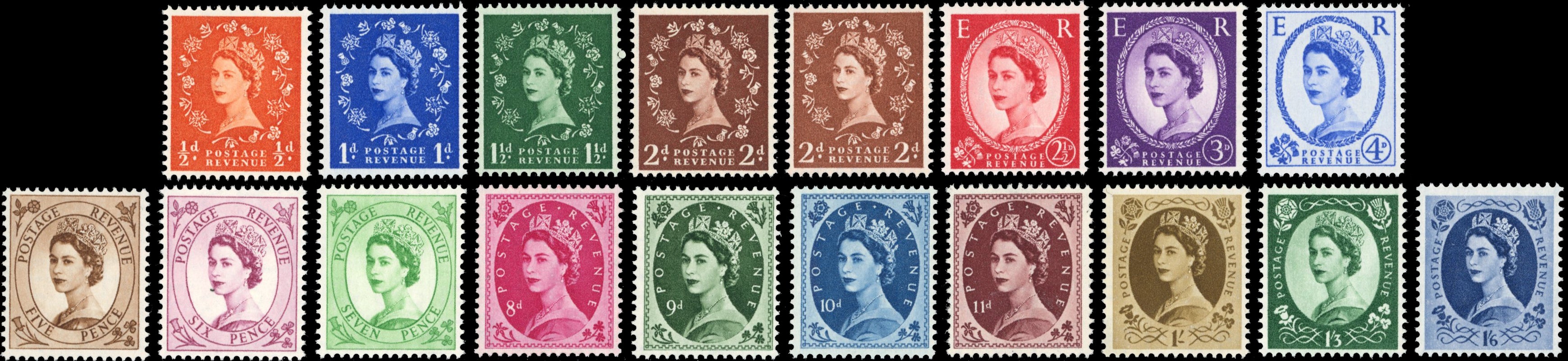Great Britain SG 540/556 Unmounted Mint 1955-58 set of 18 watermark St Edward's Crown