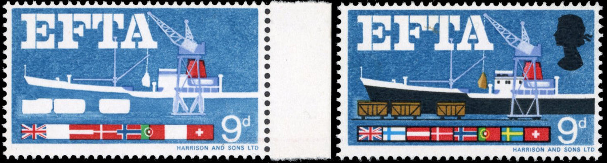 Great Britain SG 715a Unmounted Mint 1967 EFTA 9d error black, brown, new blue and yellow omitted
