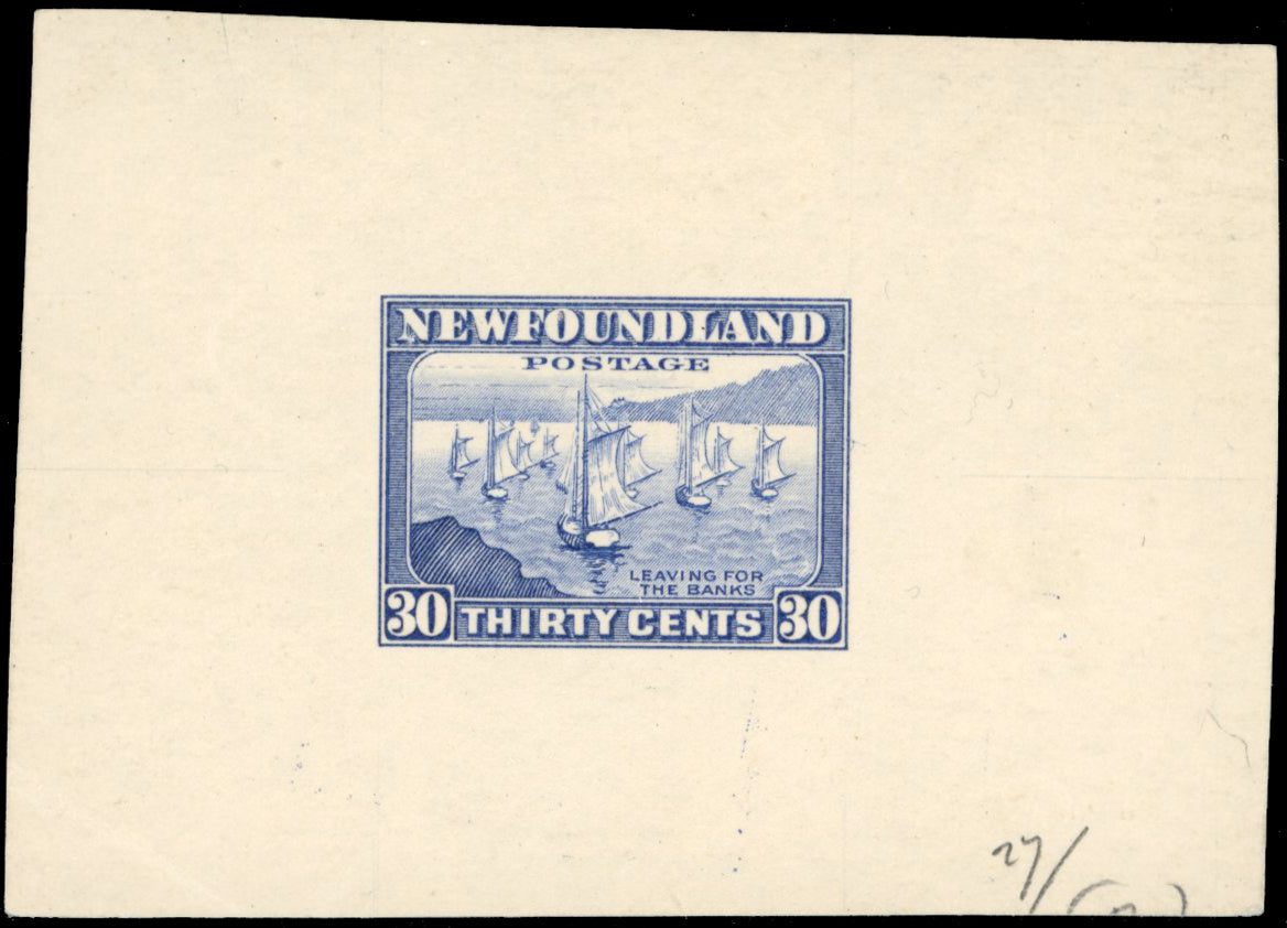 Newfoundland SG 220 Proof 1932 30c Fishing Fleet progressive die proof in issued colour
