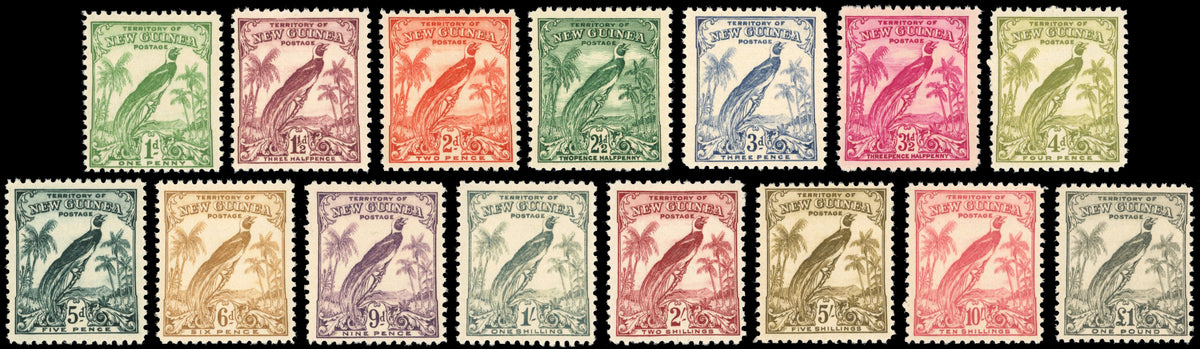 New Guinea SG 177/189 Mint 1932-34 Bird of Paradise redrawn set of 15