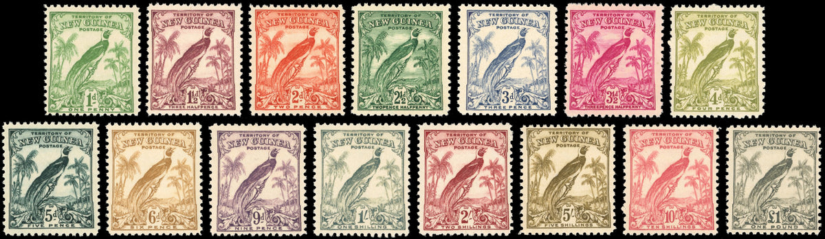 New Guinea SG 177/189 Mint 1932-34 Bird of Paradise redrawn set of 15