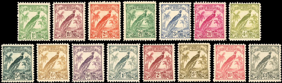 New Guinea SG 177/189 Mint 1932-34 Bird of Paradise redrawn set of 15