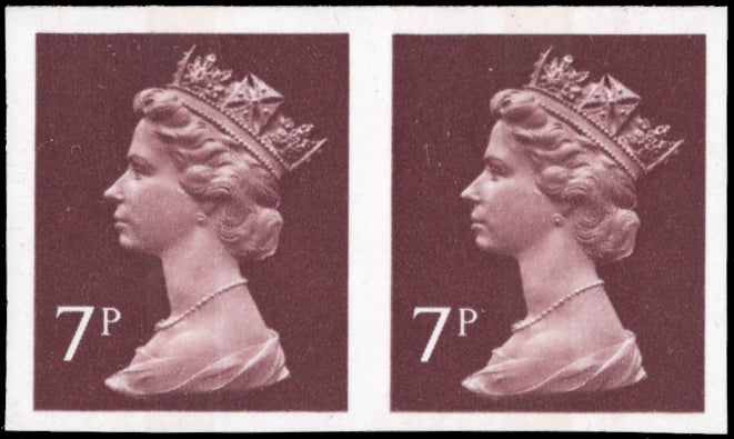 Great Britain SG X875a Unmounted Mint 1971-96 7p purple-brown imperf pair