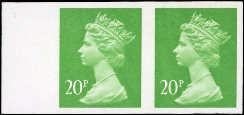 Great Britain SG Y1685a Unmounted Mint 1993-2017 20p bright green imperf pair