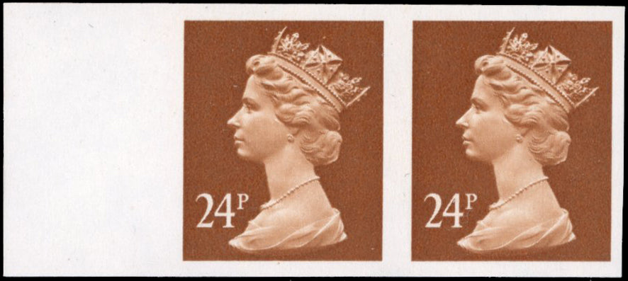 Great Britain SG X969a Unmounted Mint 1971-96 24p chestnut imperf pair