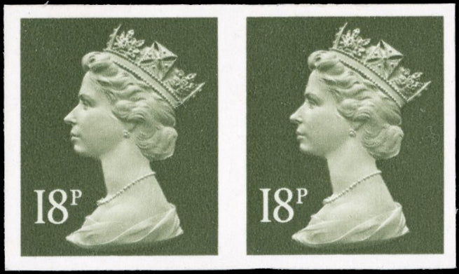 Great Britain SG X955a Unmounted Mint 1971-96 18p deep olive-grey imperf pair
