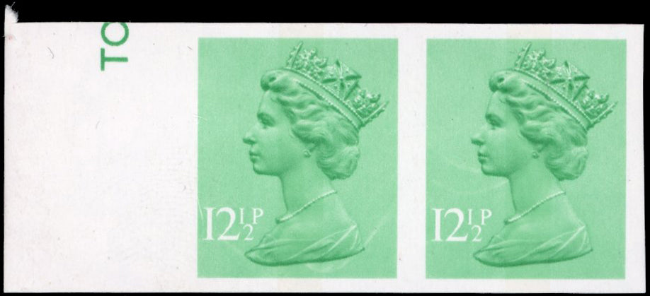 Great Britain SG X898a Unmounted Mint 1971-96 12½p light emerald imperf pair