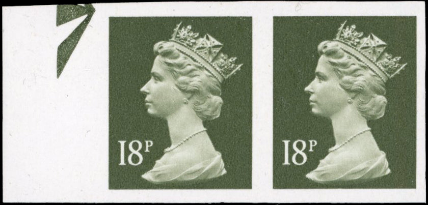 Great Britain SG X955a Unmounted Mint 1971-96 18p deep olive-grey imperf pair
