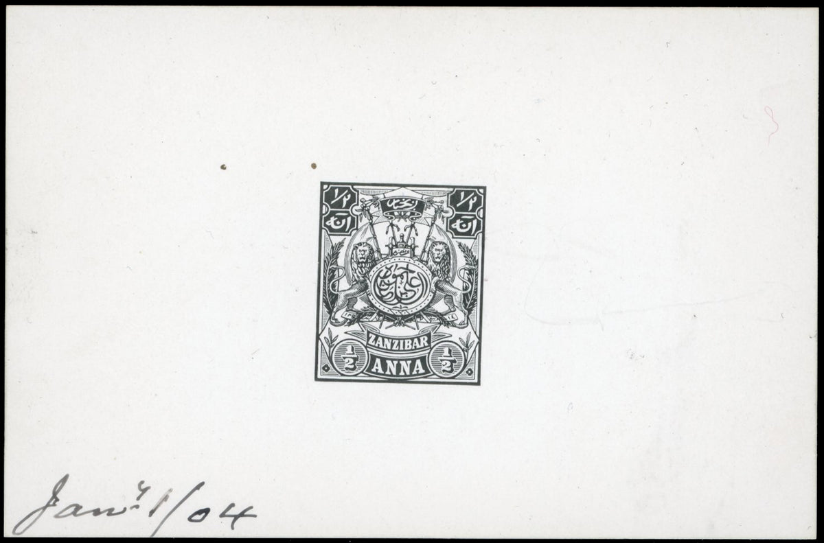 Zanzibar SG 210 Die Proof 1904 ½a black