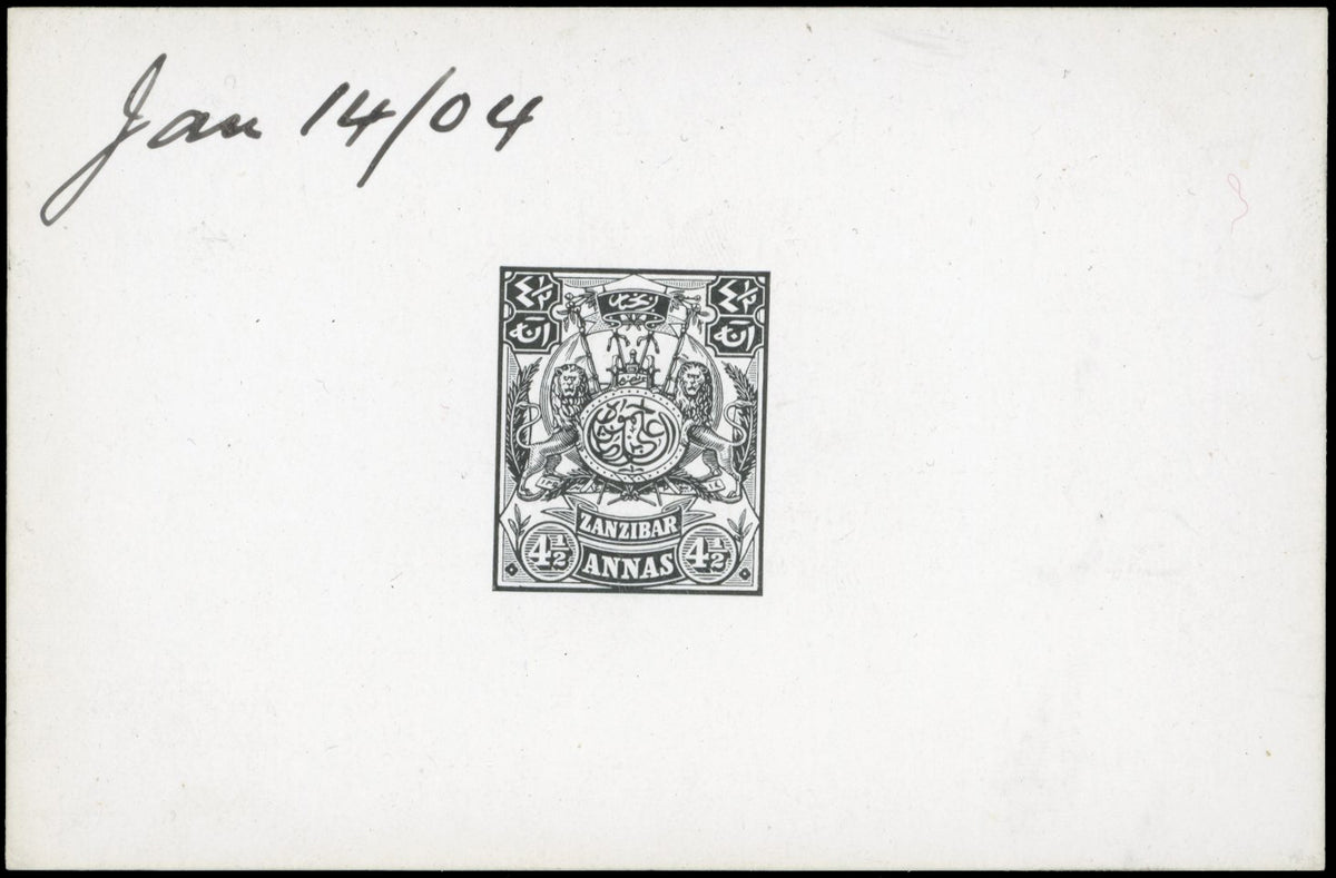 Zanzibar SG 216 Die Proof 1904 4½a black