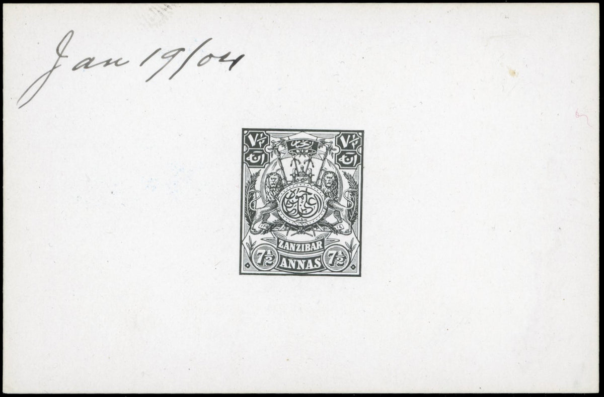 Zanzibar SG 218 Die Proof 1904 7½a black
