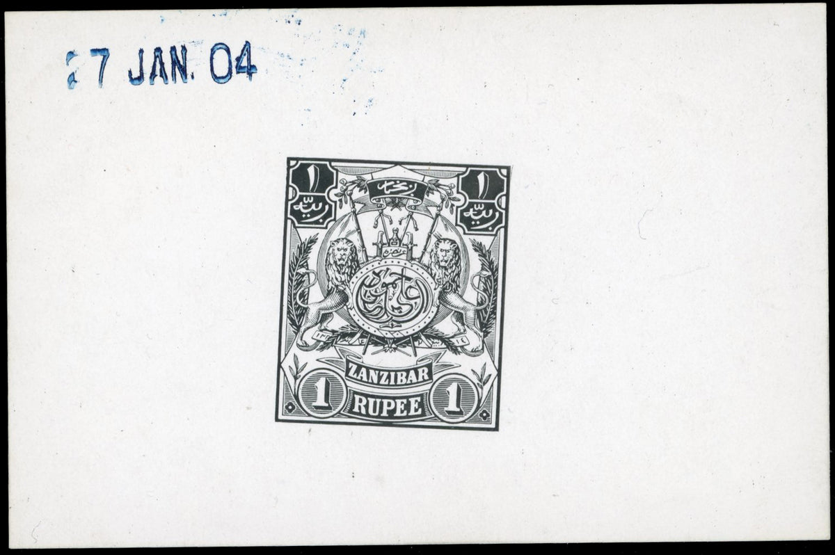 Zanzibar SG 220 Die Proof 1904 1r black