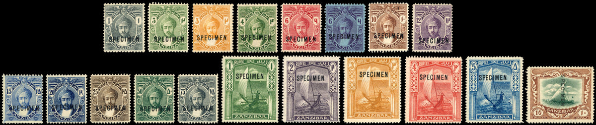 Zanzibar SG 276s/295s Specimen 1921-29 part set of 19