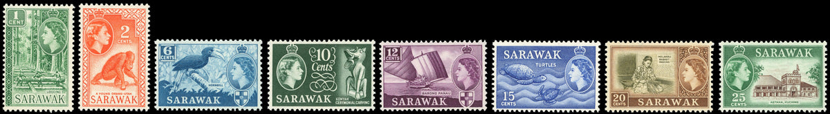 Sarawak SG 204/211 Unmounted Mint 1964-65 set of 8 to 25c watermark Block CA