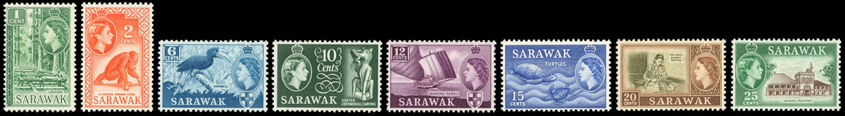Sarawak SG 204/211 Unmounted Mint 1964-65 set of 8 to 25c watermark Block CA