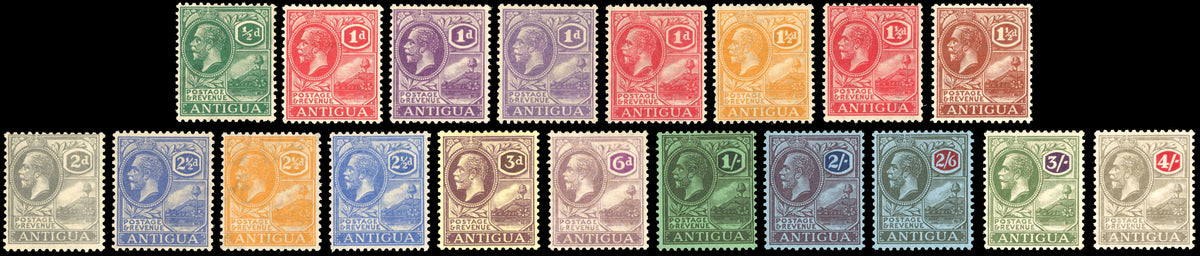 Antigua SG 62/80 Mint 1921-27 set of 18 plus 1d mauve Script watermark
