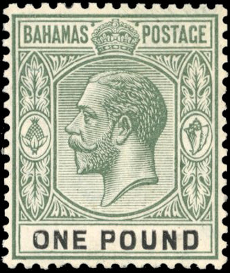 Bahamas SG 89 Unmounted Mint 1912-19 KGV £1 green and black watermark MCA