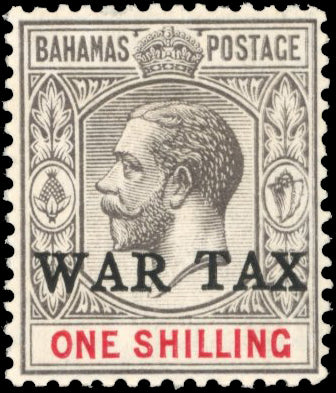 Bahamas SG 95 Mint 1918 War Tax 1s grey-black and carmine