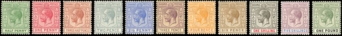 Bahamas SG 115/125 Mint 1921-37 set of 11 Script watermark