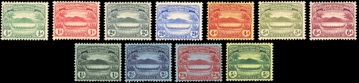 British Solomon Islands SG 8/17 1908-11 small canoe set of 11