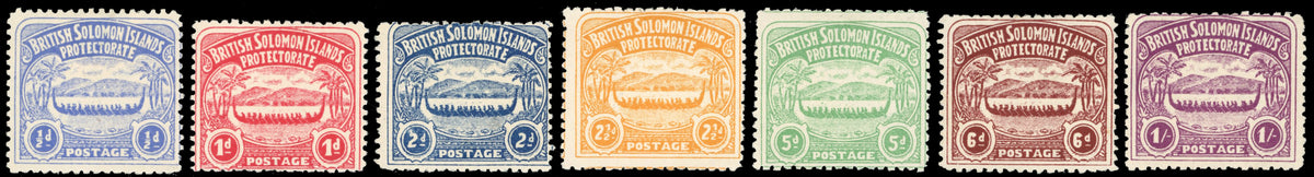 British Solomon Islands SG 1/7 Mint 1907 large canoe set of 7