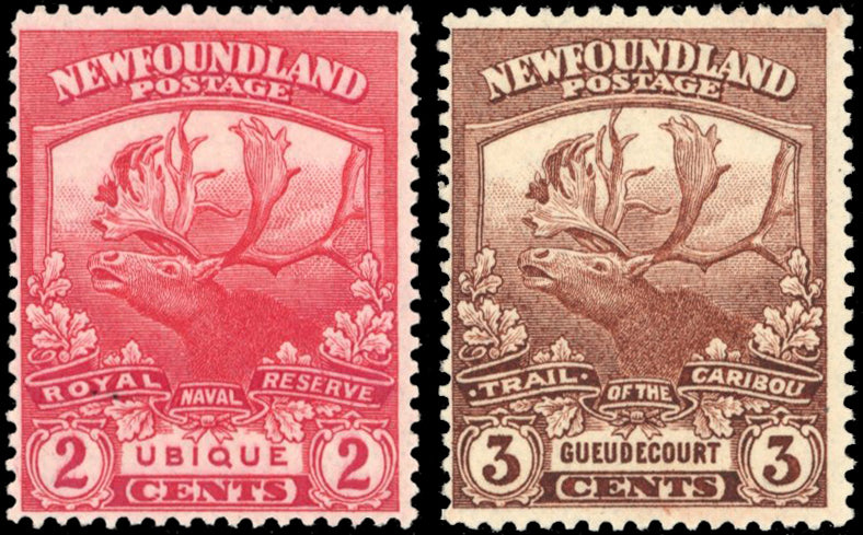 Newfoundland SG 131a, 132a Mint 1919 Contingent 2c carmine-red, 3c red-brown