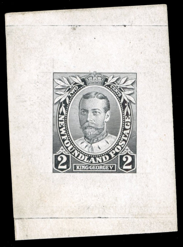 Newfoundland SG 118 Proof 1911-16 Coronation 2c progressive die proof in black