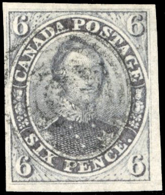 Canada SG 2 Used 1851 Prince Albert 6d slate-violet on laid paper