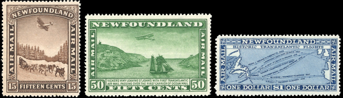 Newfoundland SG 195/197 Mint 1931 Air set of 3 with watermark