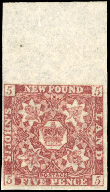 Newfoundland SG 19a Mint 1862-64 5d red-brown on hand-made paper