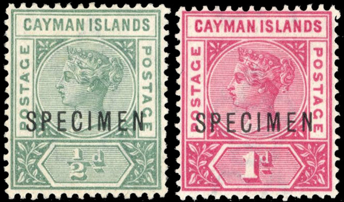 Cayman Islands SG 1s/2s Specimen 1900 QV ½d and 1d