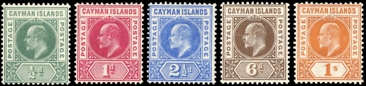 Cayman Islands SG 8/12 Mint 1905 set of 5 watermark MCA