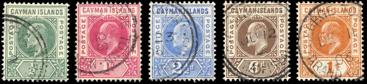 Cayman Islands SG 8/12 Used 1905 set of 5 watermark MCA