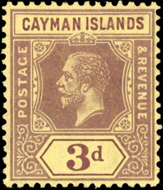 Cayman Islands SG 45d Mint 1912-20 3d purple on buff paper watermark MCA
