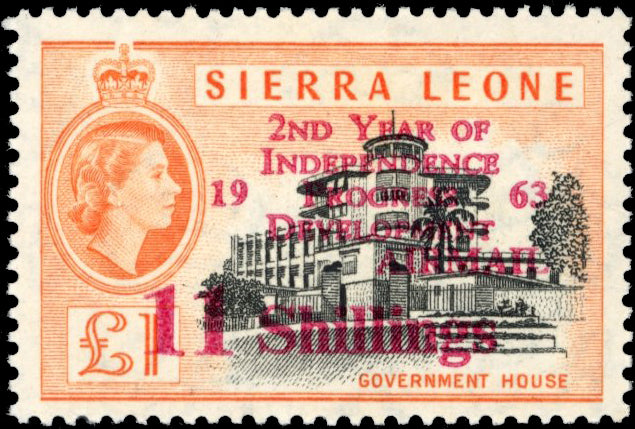Sierra Leone SG 269 1963 11s on £1 black and orange Independence unmounted mint