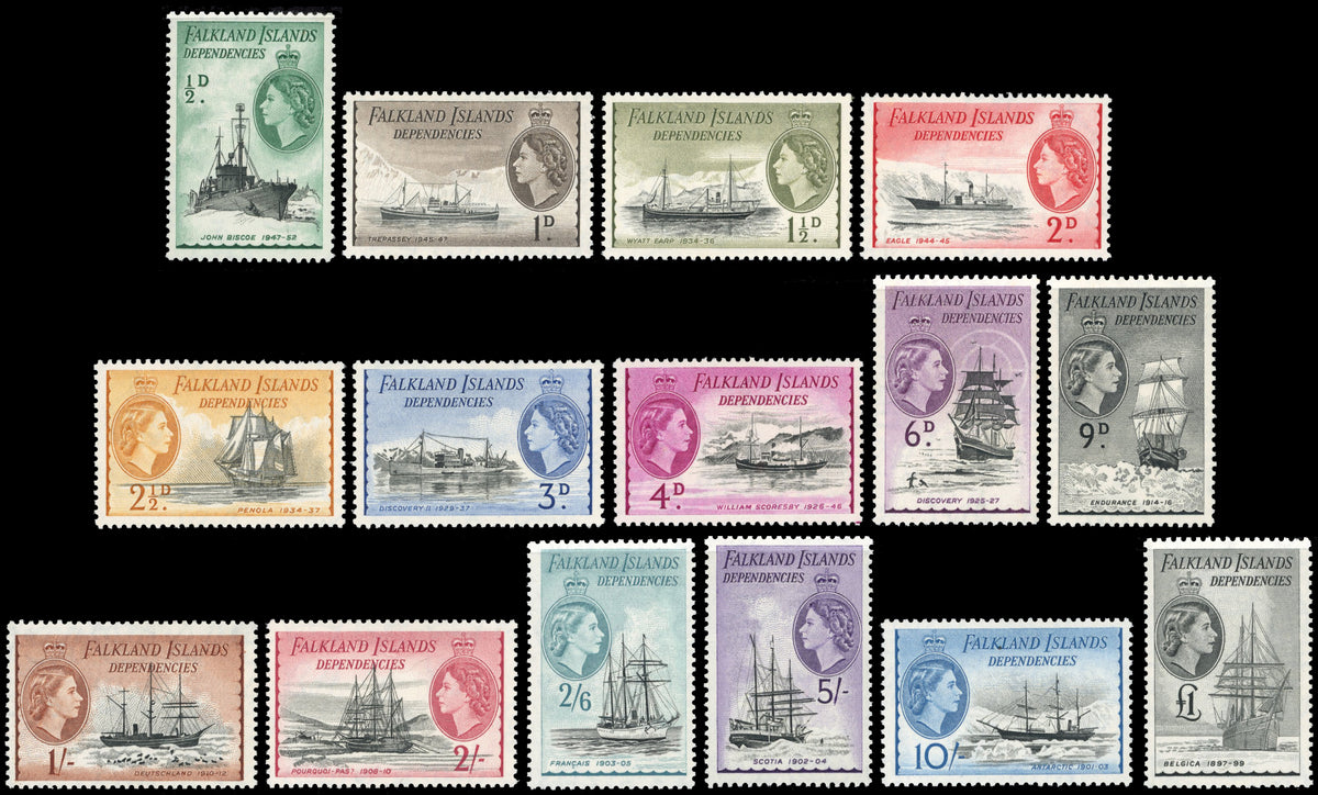 Falkland Islands Dependencies SG G26/G40 Unmounted Mint 1954-62 Ships set of 15