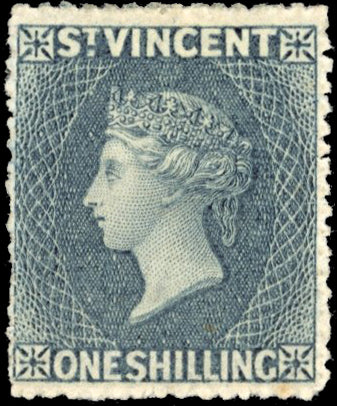 St Vincent SG 9 1863 1s slate-grey mint