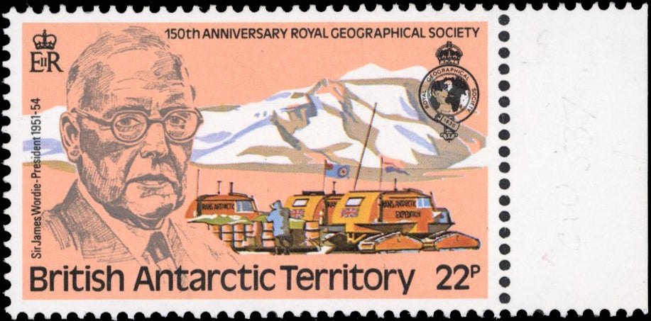 British Antarctic Territory SG 97w 1980 22p Royal Geographical Society wmk Crown to right of CA unmounted mint